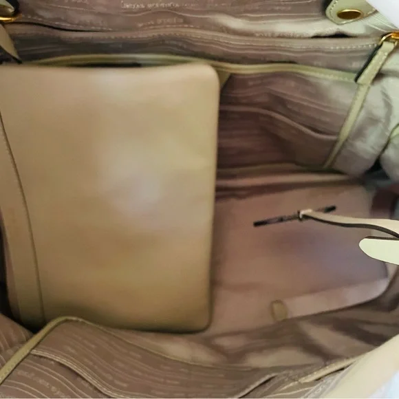 🆕 Kate Spade Everything Racing Stripe Faux Shearling Large Tote Cream Multi Bag